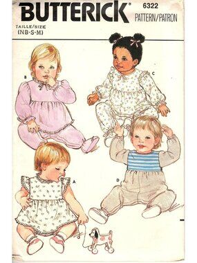 Butterick 6322 Infants NB-S-M Jumpsuit Vintage 1980s Uncut Sewing Pattern